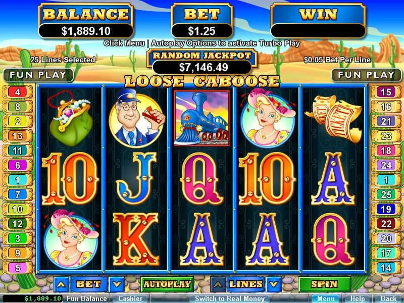 Loose Caboose  Real Money Slot made by RTG - Main Screen Reels