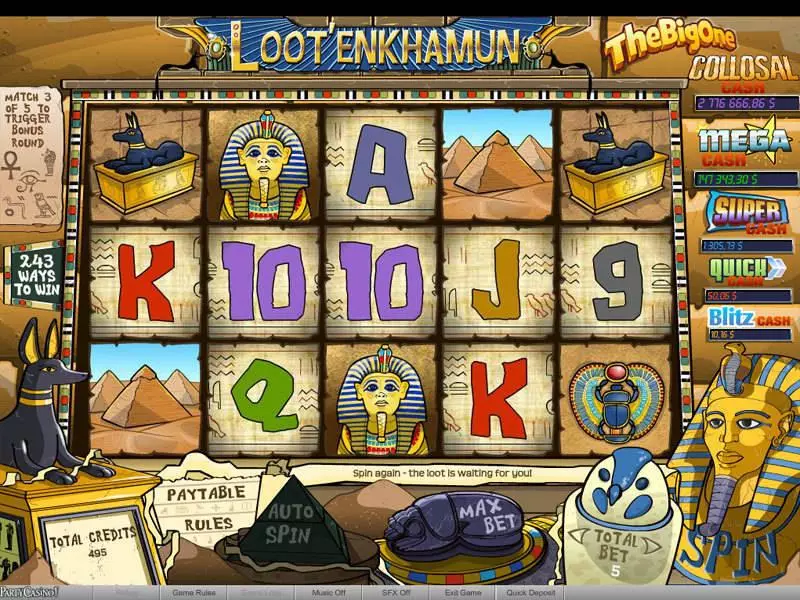 Loot'EnKhamun  Real Money Slot made by bwin.party - Main Screen Reels