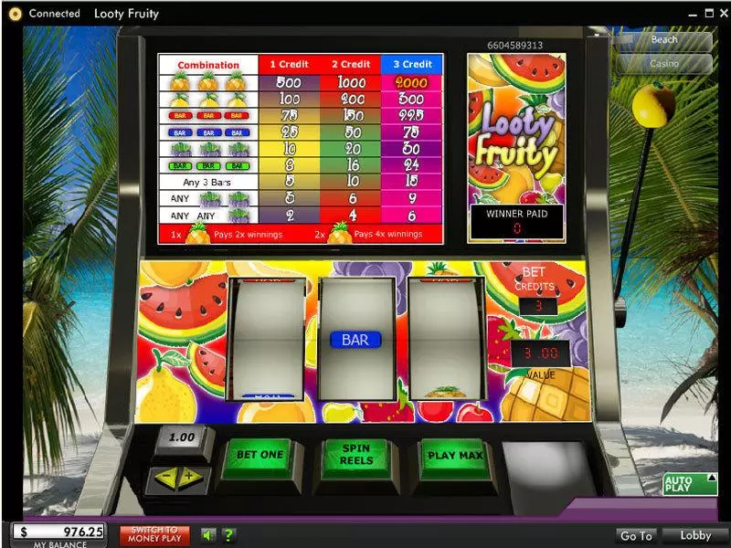 Looty Fruity  Real Money Slot made by 888 - Main Screen Reels