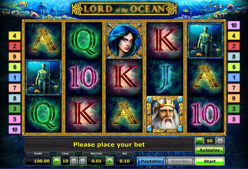 Lord of the Ocean  Real Money Slot made by Novomatic - Main Screen Reels
