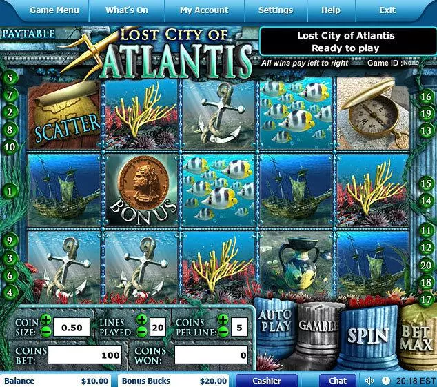 Lost City of Atlantis  Real Money Slot made by Leap Frog - Main Screen Reels
