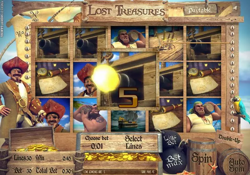Lost Treasures  Real Money Slot made by Sheriff Gaming - Main Screen Reels