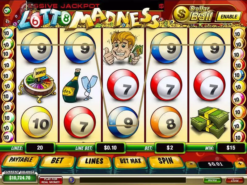 Lotto Madness  Real Money Slot made by PlayTech - Main Screen Reels