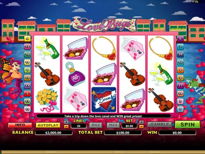 Love Bugs  Real Money Slot made by Microgaming - Main Screen Reels