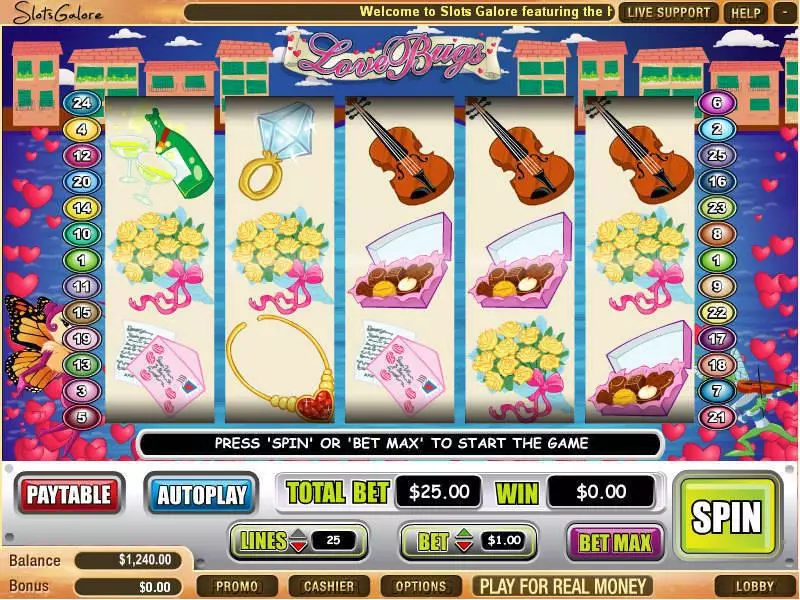 Love Bugs  Real Money Slot made by WGS Technology - Main Screen Reels