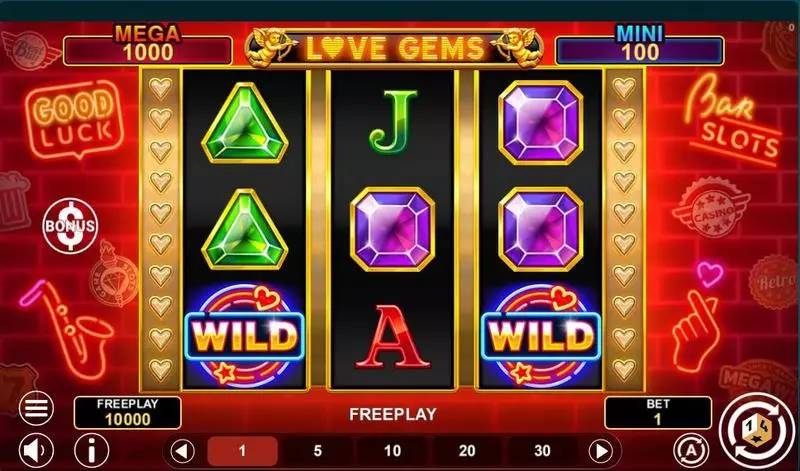Love Gems - Hold And Win  Real Money Slot made by 1Spin4Win - Main Screen Reels