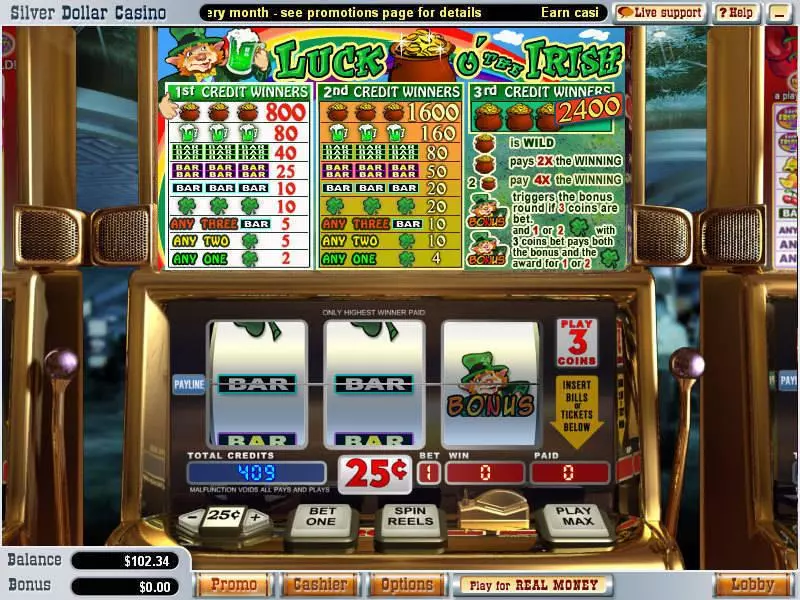 Luck o'the Irish  Real Money Slot made by WGS Technology - Main Screen Reels