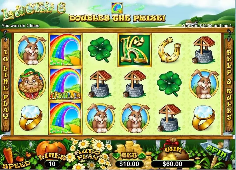 Lucky 6  Real Money Slot made by RTG - Main Screen Reels