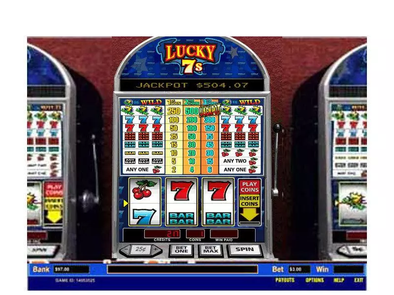 Lucky 7's 1 Line  Real Money Slot made by Parlay - Main Screen Reels