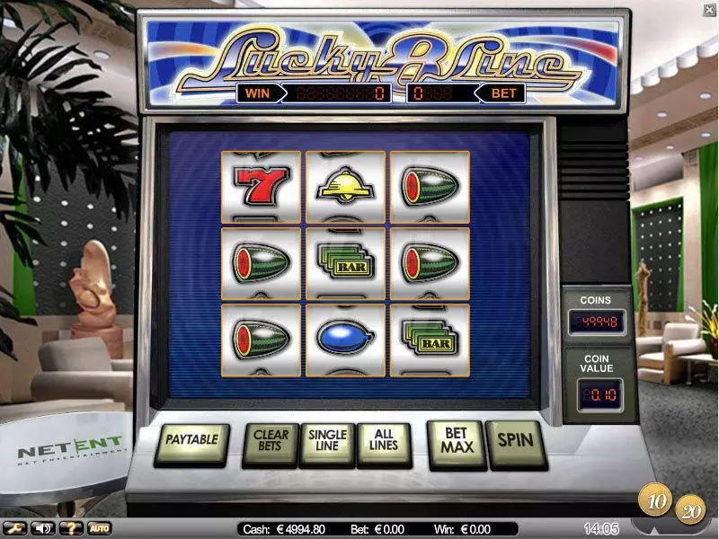 Lucky 8 Line  Real Money Slot made by NetEnt - Main Screen Reels