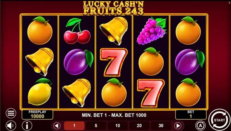 LUCKY CASH'N FRUITS 243  Real Money Slot made by 1Spin4Win - Main Screen Reels
