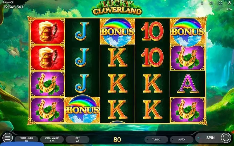 Lucky Cloverland  Real Money Slot made by Endorphina - Main Screen Reels