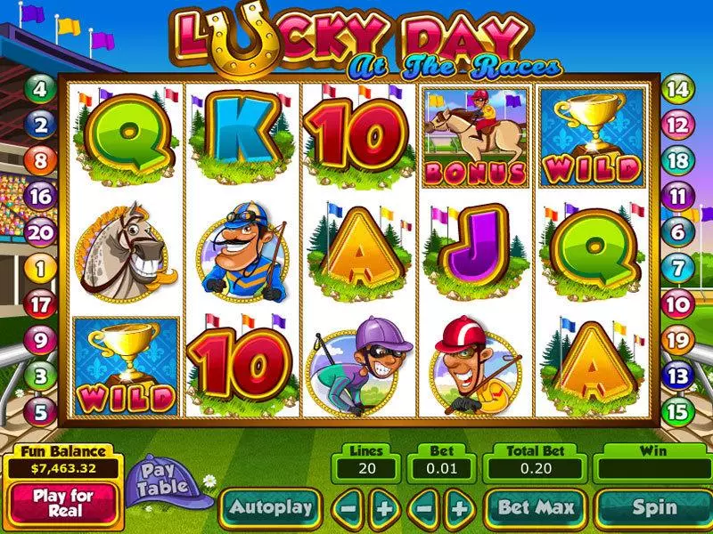 Lucky Day at the Races  Real Money Slot made by Topgame - Main Screen Reels