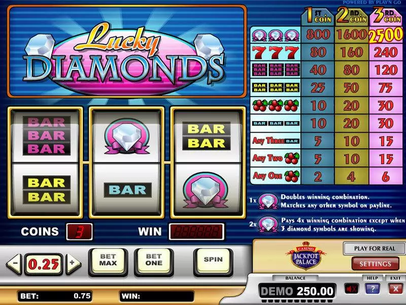 Lucky Diamonds  Real Money Slot made by Play'n GO - Main Screen Reels