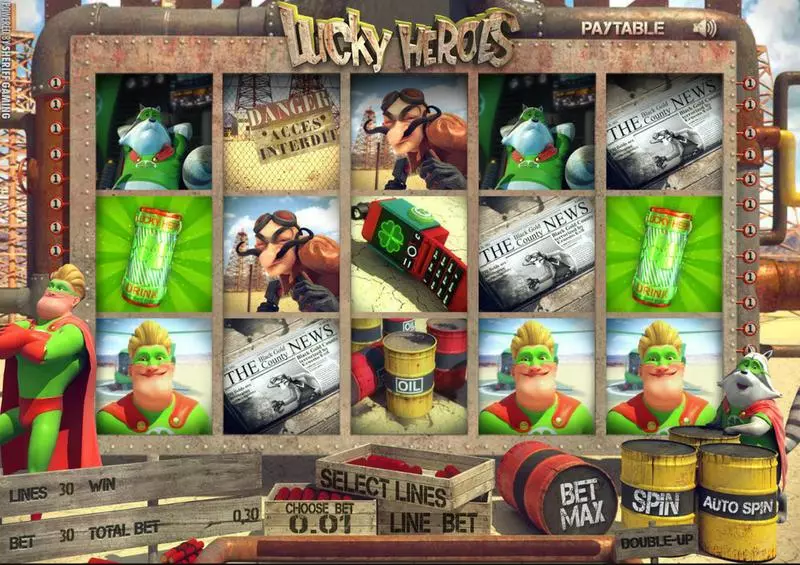 Lucky Heroes  Real Money Slot made by Sheriff Gaming - Main Screen Reels