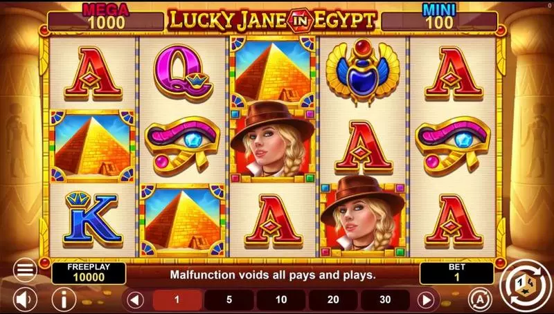 LUCKY JANE IN EGYPT HOLD AND WIN  Real Money Slot made by 1Spin4Win - Main Screen Reels