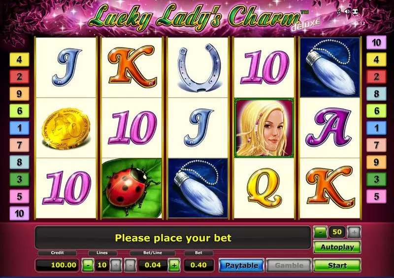 Lucky Lady's Charm - Deluxe  Real Money Slot made by Novomatic - Main Screen Reels