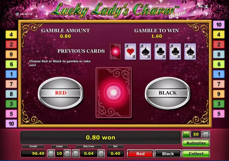 Lucky Lady's Charm - Deluxe  Real Money Slot made by Novomatic - Gamble Screen