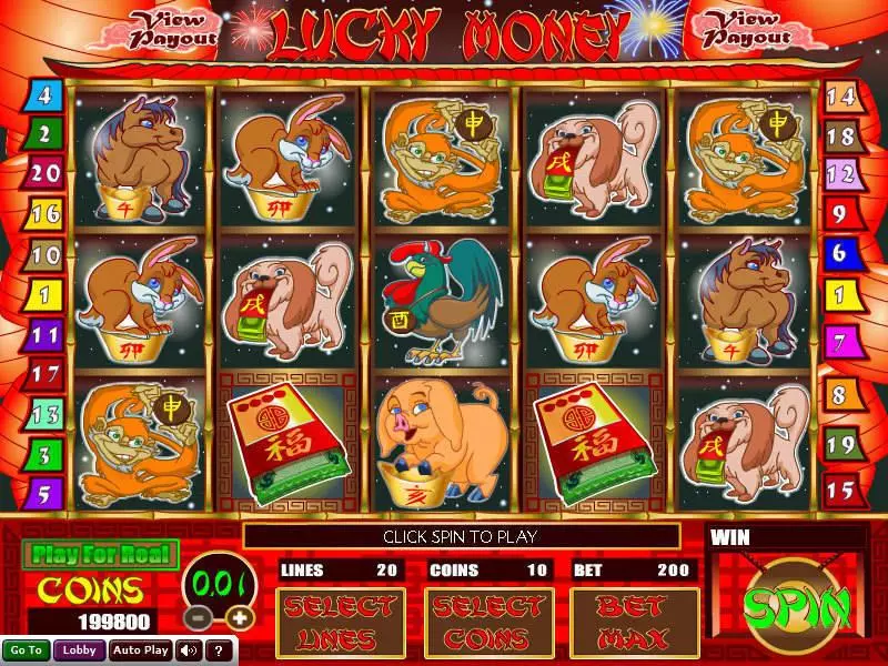 Lucky Money  Real Money Slot made by Wizard Gaming - Main Screen Reels