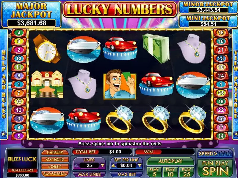 Lucky Numbers  Real Money Slot made by NuWorks - Main Screen Reels