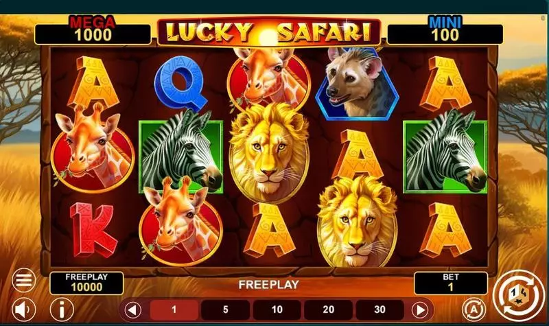Lucky Safari  Real Money Slot made by 1Spin4Win - Main Screen Reels