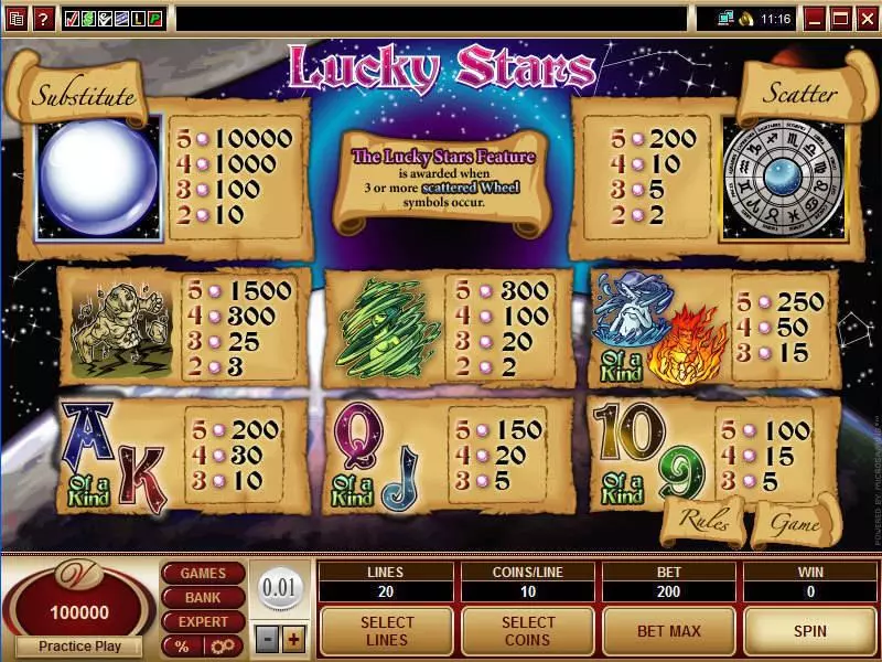 Lucky Stars  Real Money Slot made by Microgaming - Info and Rules