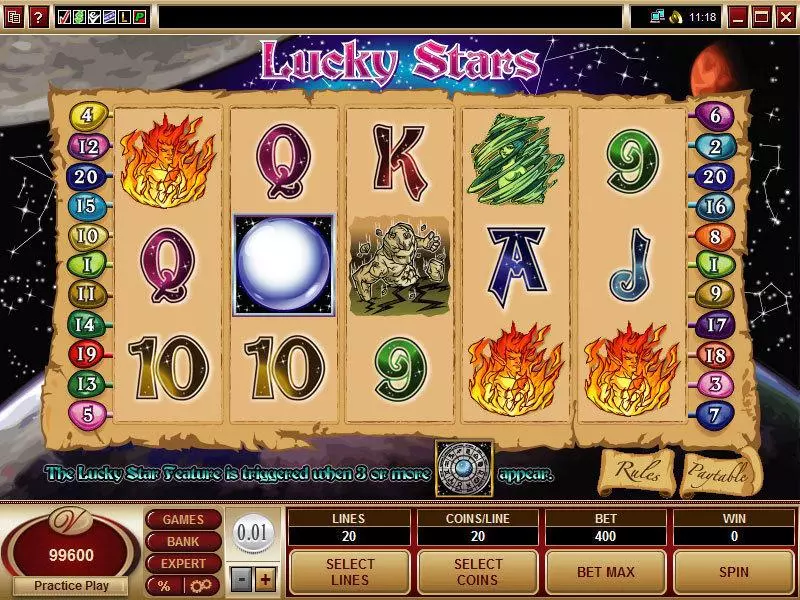 Lucky Stars  Real Money Slot made by Microgaming - Main Screen Reels