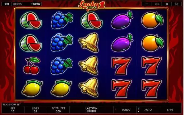 Lucky Streak 1  Real Money Slot made by Endorphina - Main Screen Reels