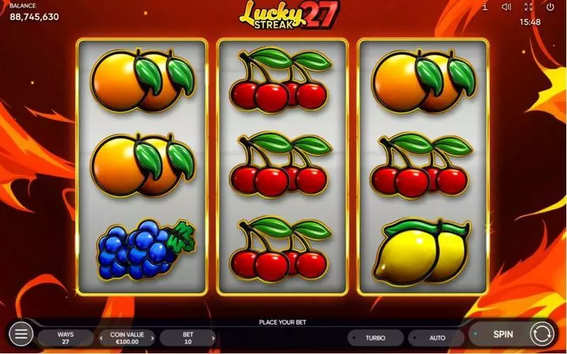 Lucky Streak 27  Real Money Slot made by Endorphina - Main Screen Reels