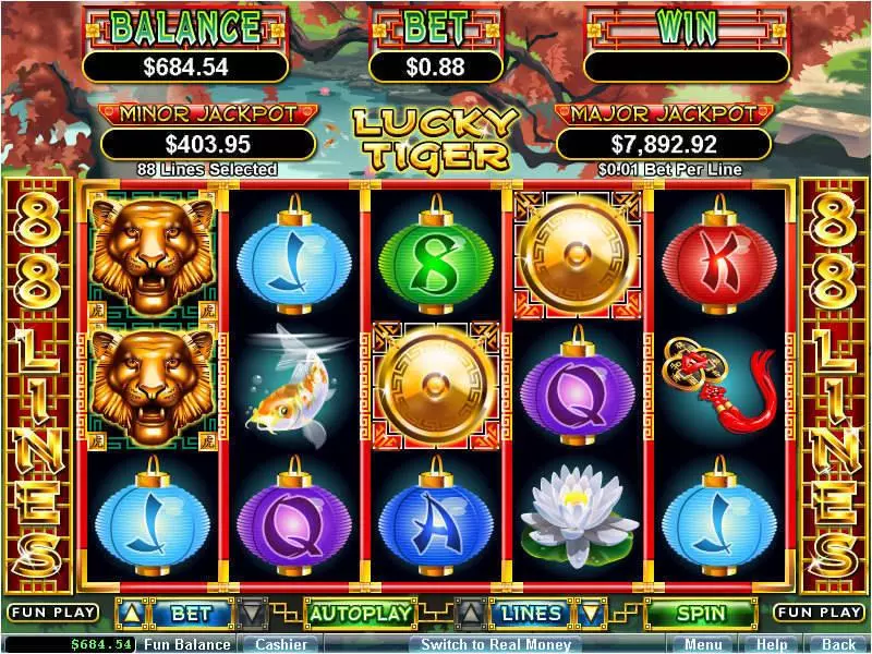 Lucky Tiger  Real Money Slot made by RTG - Main Screen Reels