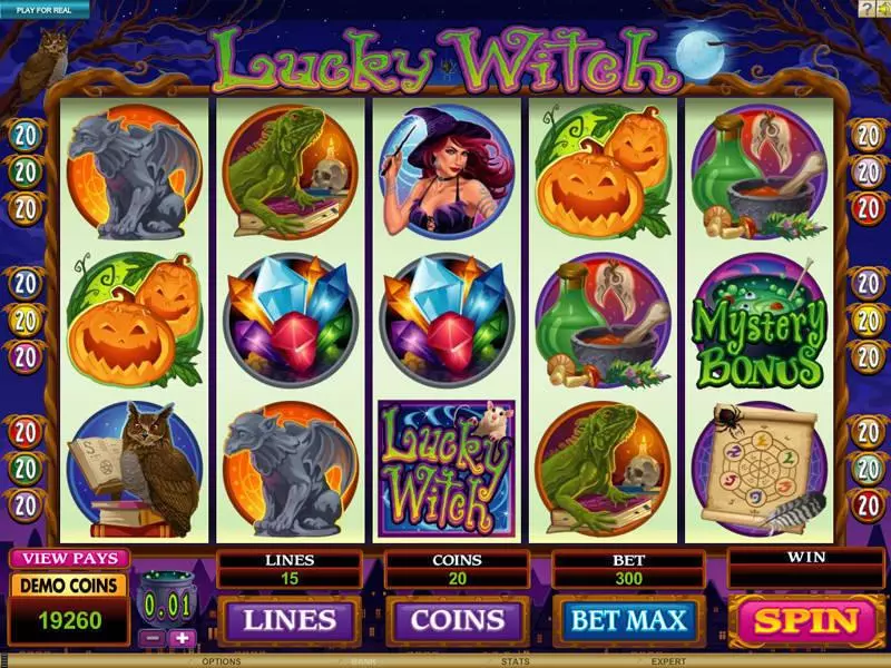 Lucky Witch  Real Money Slot made by Microgaming - Main Screen Reels