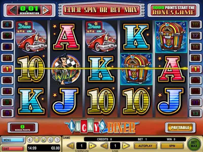 Lucky's Diner  Real Money Slot made by GTECH - Main Screen Reels