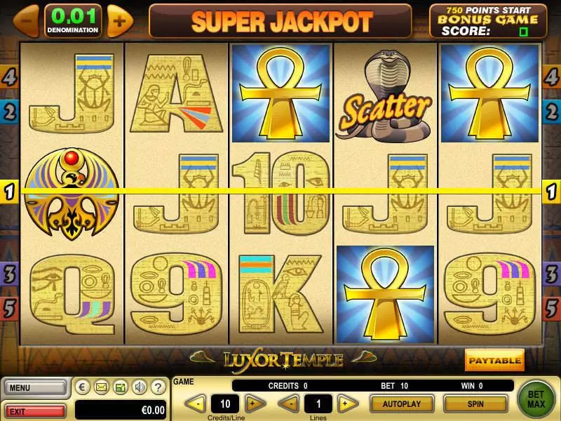 Luxor Temple  Real Money Slot made by GTECH - Main Screen Reels