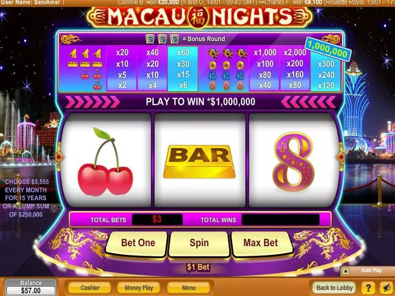 Macau Nights  Real Money Slot made by NeoGames - Main Screen Reels