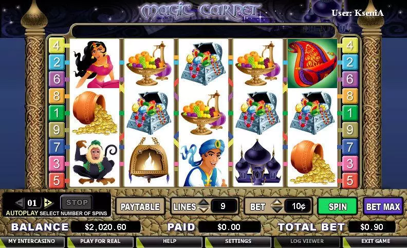 Magic Carpet  Real Money Slot made by CryptoLogic - Main Screen Reels