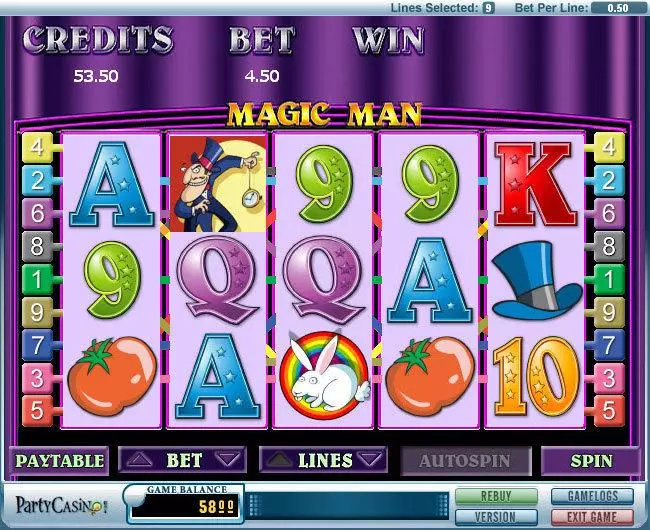 Magic Man  Real Money Slot made by bwin.party - Main Screen Reels