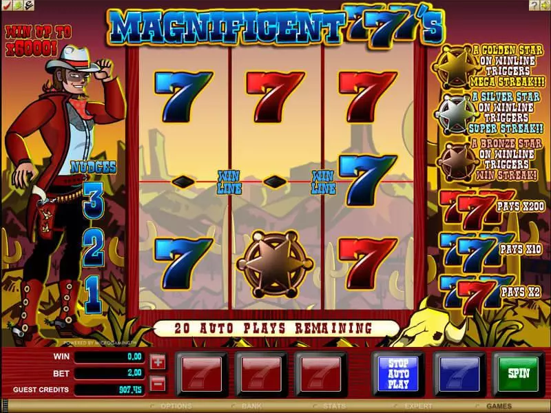 Magnificent 777's  Real Money Slot made by Microgaming - Main Screen Reels
