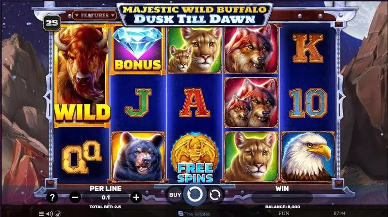 Majestic Wild Buffalo – Dusk Till Dawn  Real Money Slot made by Spinomenal - Main Screen Reels