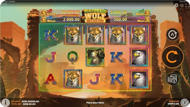 Majestic Wolf  Real Money Slot made by Mancala Gaming - Main Screen Reels