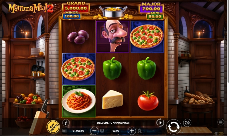 Mamma Mia 2  Real Money Slot made by BetSoft - Main Screen Reels