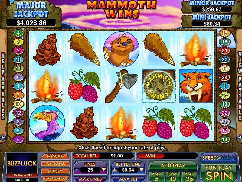 Mammoth Wins  Real Money Slot made by NuWorks - Main Screen Reels