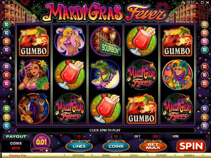 Mardi Gras Fever  Real Money Slot made by Microgaming - Main Screen Reels