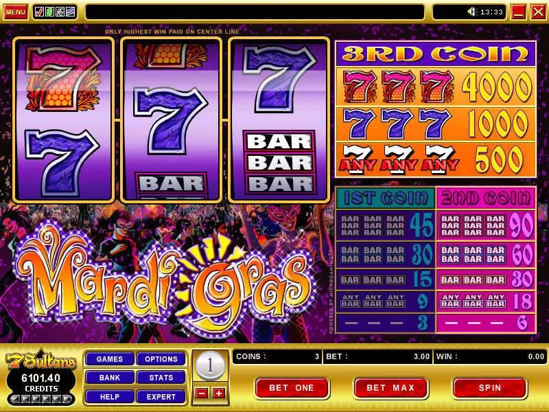 Mardi Gras  Real Money Slot made by Microgaming - Main Screen Reels