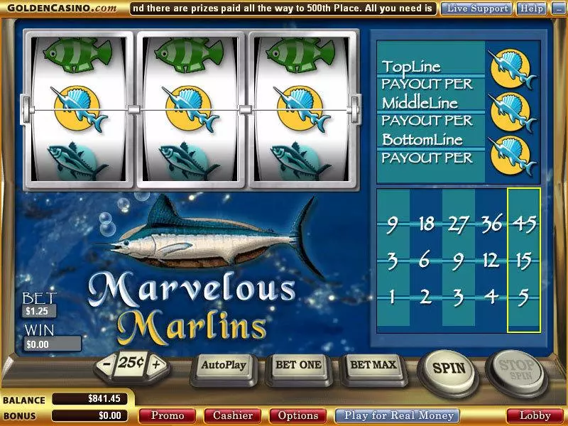 Marvelous Marlins  Real Money Slot made by WGS Technology - Main Screen Reels