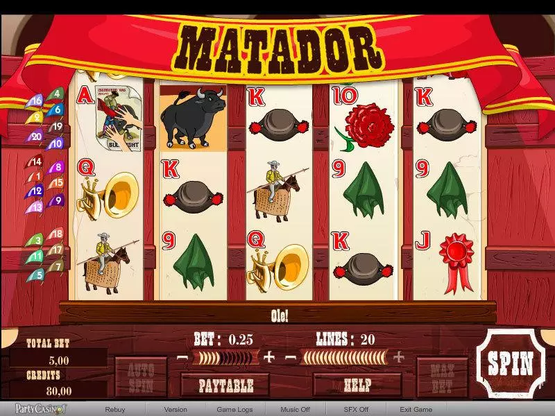 Matador  Real Money Slot made by bwin.party - Main Screen Reels