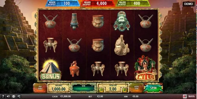 Maya  Real Money Slot made by Red Rake Gaming - Main Screen Reels