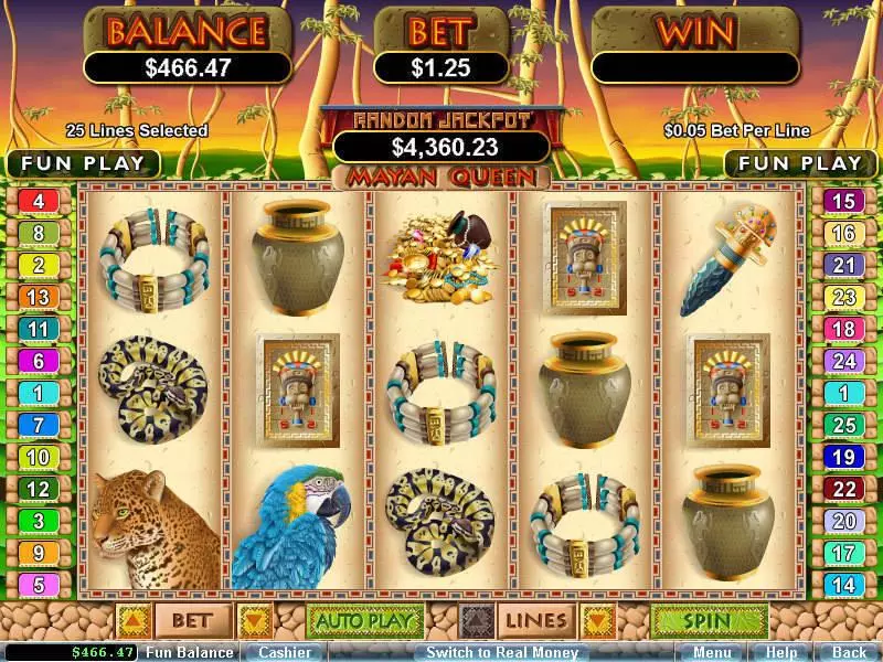 Mayan Queen  Real Money Slot made by RTG - Main Screen Reels