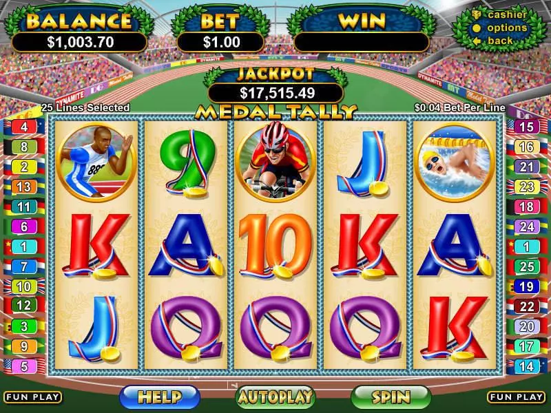 Medal Tally  Real Money Slot made by RTG - Main Screen Reels
