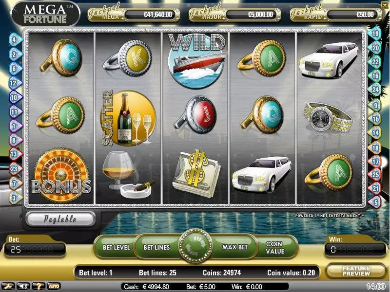 Mega Fortune  Real Money Slot made by NetEnt - Main Screen Reels