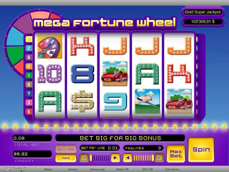 Mega Fortune Wheel  Real Money Slot made by bwin.party - Main Screen Reels
